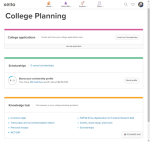 college planning chart