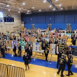 elementary school science fairs in a school gym