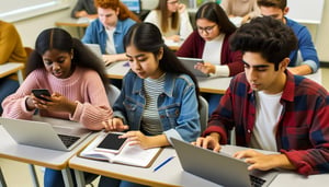 students on phones, tablets and computers-3