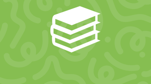 Green Textured background with white pile of books icon